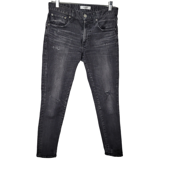 Vintage Moussy Womens 26 Skinny Jeans Denim Distressed Mid Rise Charcoal Black